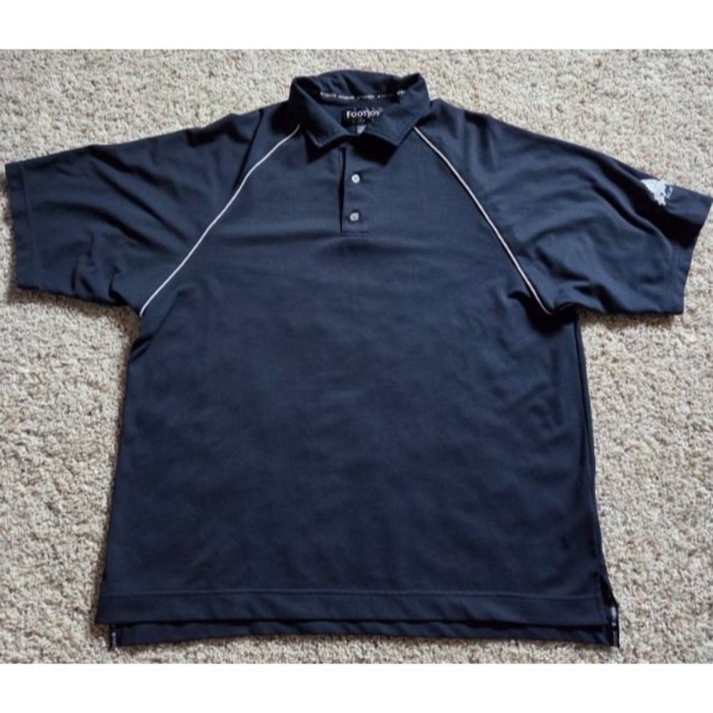 NICE! FootJoy Men's LARGE Navy Sport Golf Polo Elmcrest CC Cedar Rapids Iowa